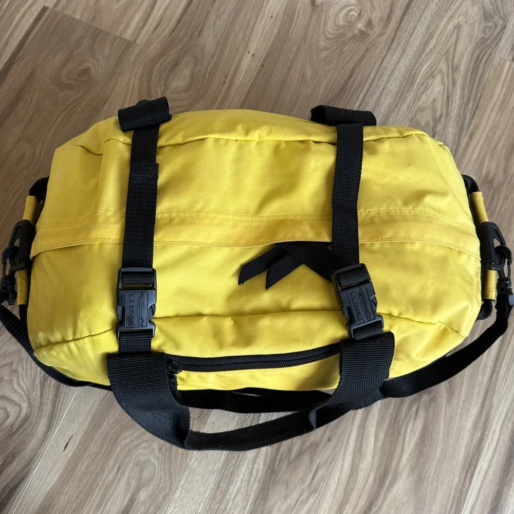 L.L. Bean Adventure Yellow Nylon Water Resistant Duffle Bag Carry On Bag 18